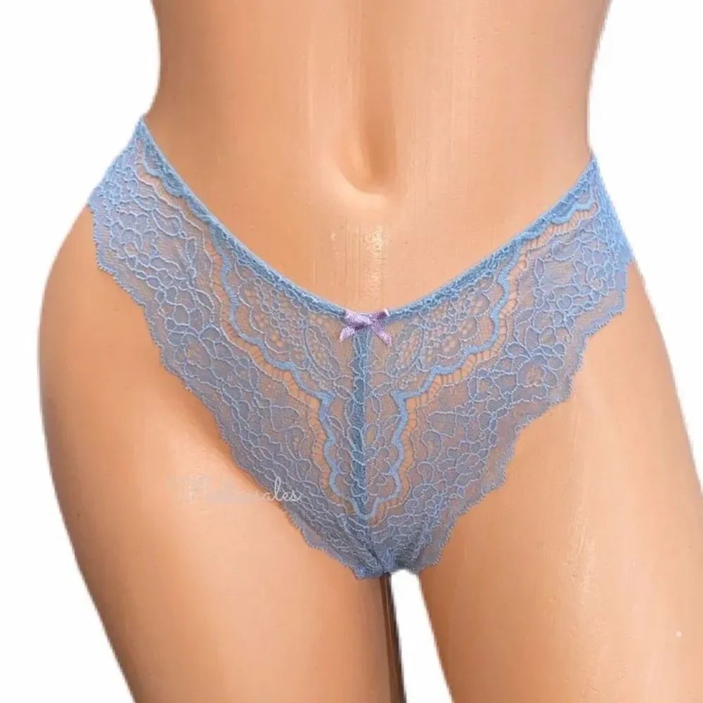 Victoria’s Secret Dream Angels high leg lace Brazilian slip panty gray Medium